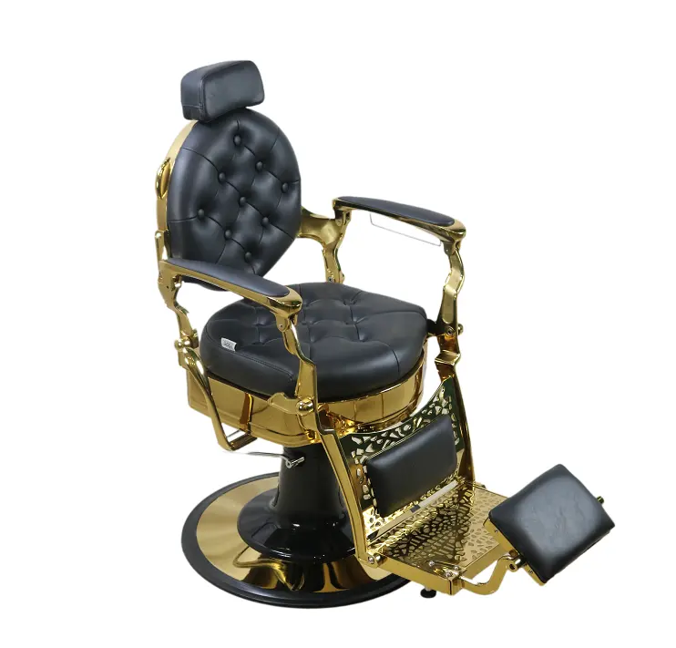 2021 antique pas cher cheveux équipement meubles luxe en gros doré inclinable chaise de barbier