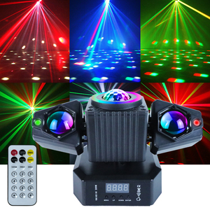 WUZSTAR 4-en-1 Cabeza móvil LED Cadena de luces Control remoto Luces de escenario DMX Láser para Bar KTV DJ Disco Fiestas y actuaciones - Product Image 2