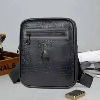 2024 Bolsa de mão de marca de design personalizado de alta qualidade popular em couro PU à prova d'água carteira e bolsa de ombro masculina