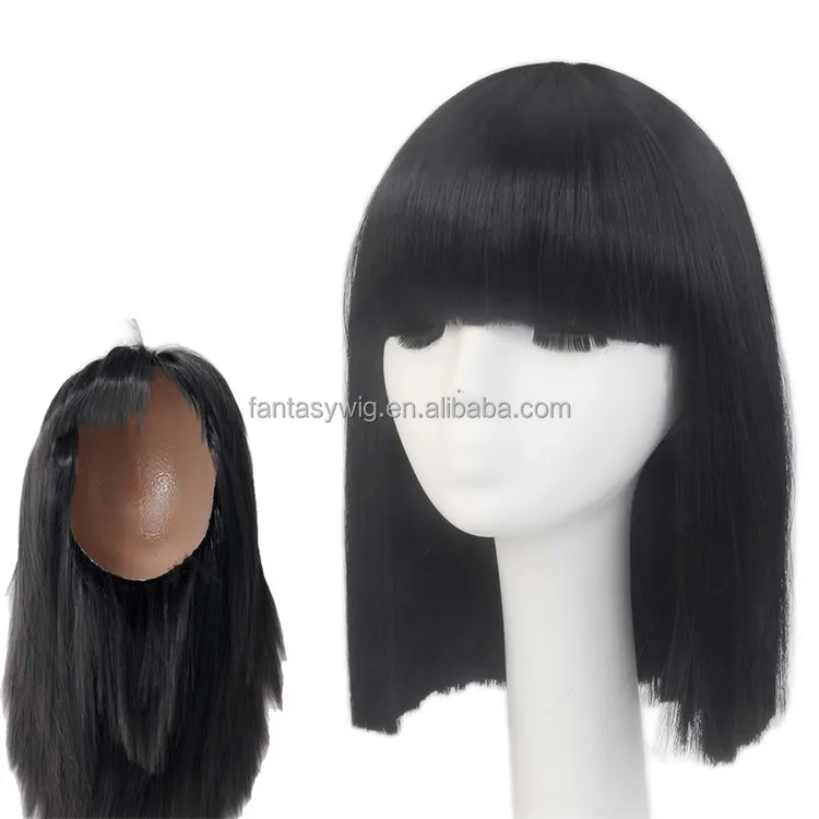 STfantasy gros Mannequin têtes perruques courtes coupe Oblique champignon Style noir synthétique perruque Mannequin pour affichage de perruque