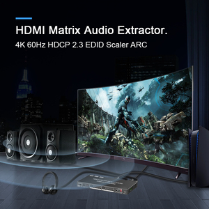 Conmutador de matriz 4K HDMI 4 en 2 salidas HDCP2.2 Gestión EDID con EARC D-o-lby Vision SPDIF Audio 2 en 2 salidas conmutador de matriz HDMI