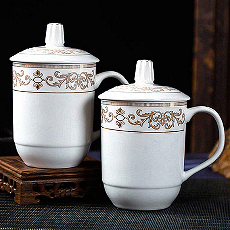 White cup & chrysanthemum pattern