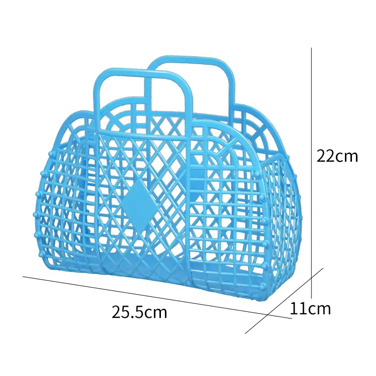도매 빈티지 접이식 플라스틱 쇼핑 비치 가방 사용자 정의 젤리 바구니 가방