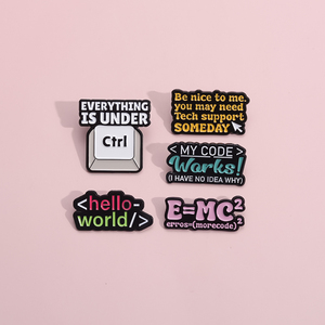 コンピュータプログラムコードエナメルピンカスタムHello World Brooches Lapel Badges Funny Jewelry Gift for Kids Friends - Product Image 1