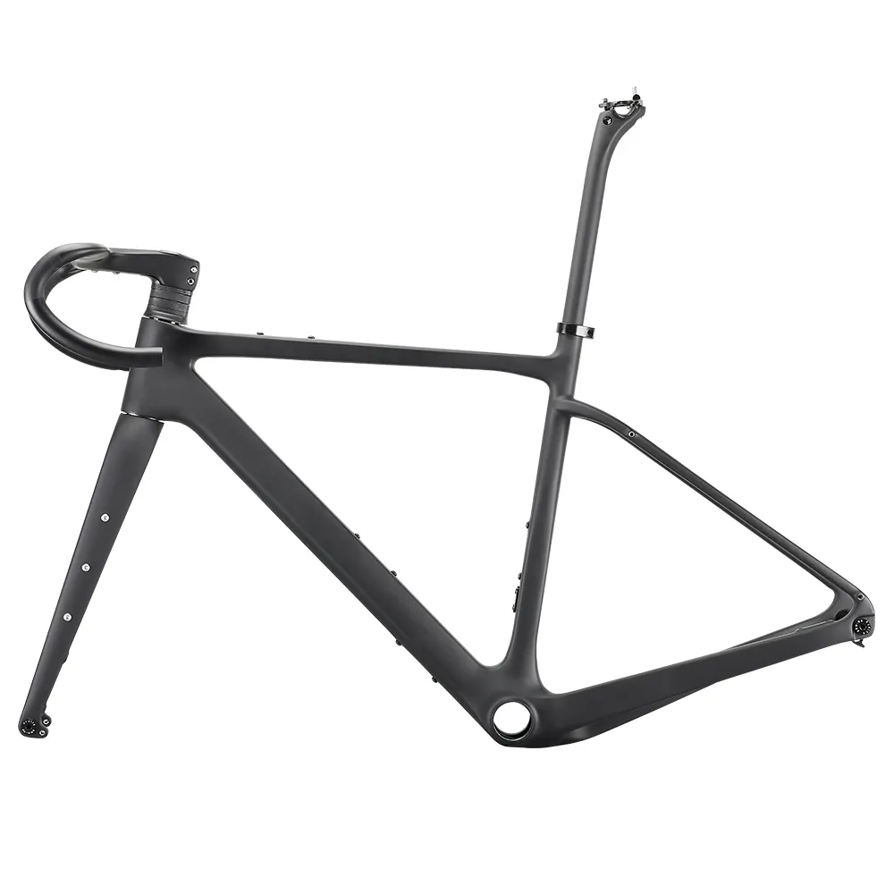 T1100 Full Carbon Fiber Gravel Bicycle Frame 700C Fully Hidden Frame BB386 Flat-Mounted Disc Brake 160MM Gravel Bike Frame Set