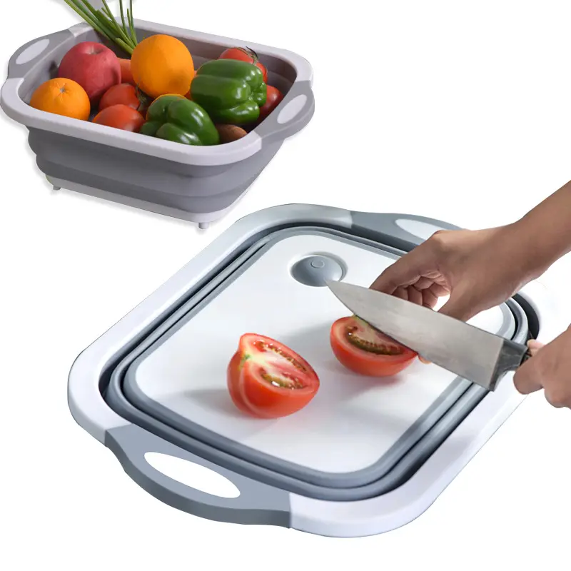 FASHION Planche à découper pliable pour le lavage des légumes Planche à fromage en bambou en plastique pliable portable 2-en-1