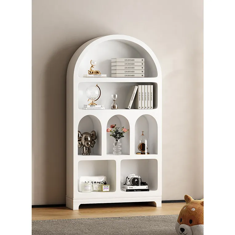 Moderne Wohnzimmer möbel 4 abgestufte weiß gewölbte Design Lagerung Bücherregal Holz schränke für Kinder