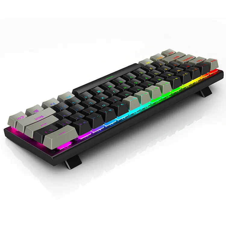 Teclado com fio de 60 por cento, interruptor azul rgb, retroiluminado 61 teclas, teclado de jogo mecânico