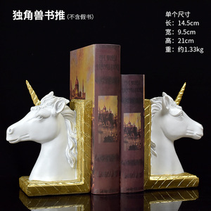 İskandinav modern unicorn masa kitap desteği dekoratif makaleler örnek odası reçine el sanatları bookend - Product Image 3
