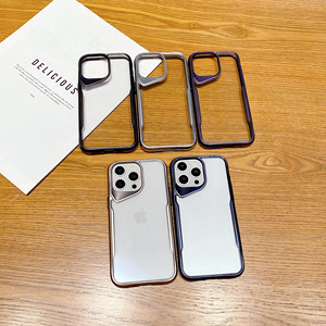 Plating Small Waist High Clear Phone Case for iPhone 12 13 14 15 Pro Max Creative Camera Frame Transparent Back Cover <strong>Shell</strong> - Product Image 6