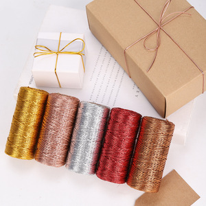 Diameter 1.5 mm Gold Silver Non <strong>Elastic</strong> <strong>String</strong> Metallic <strong>Tag</strong> Pin Thread Wrapping Cord Band Ribbon for Gift Box Packing - Product Image 1