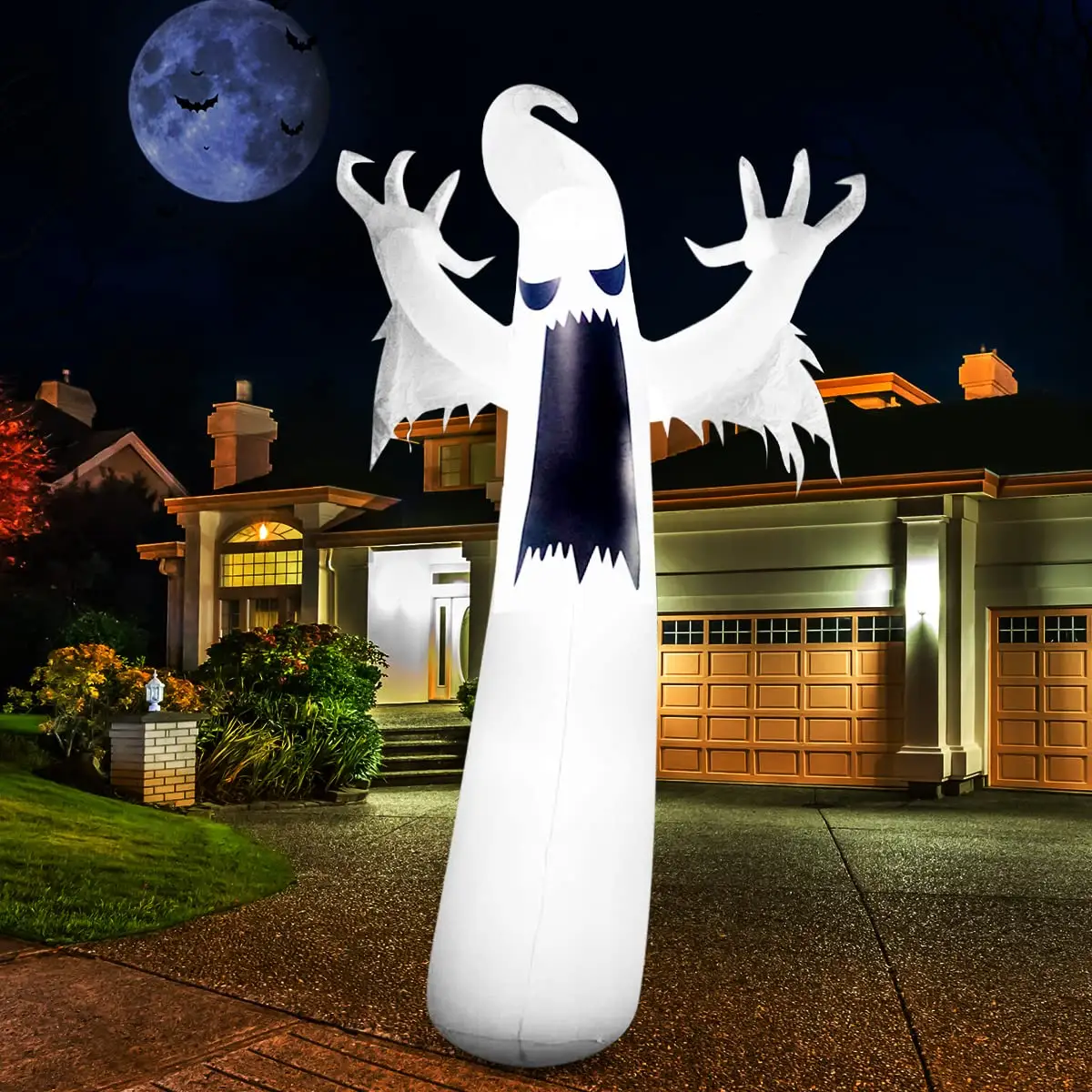 Decoración inflable de fantasmas espeluznantes de Halloween, luces LED integradas, decoración inflable de Halloween para fiesta de Halloween al aire libre