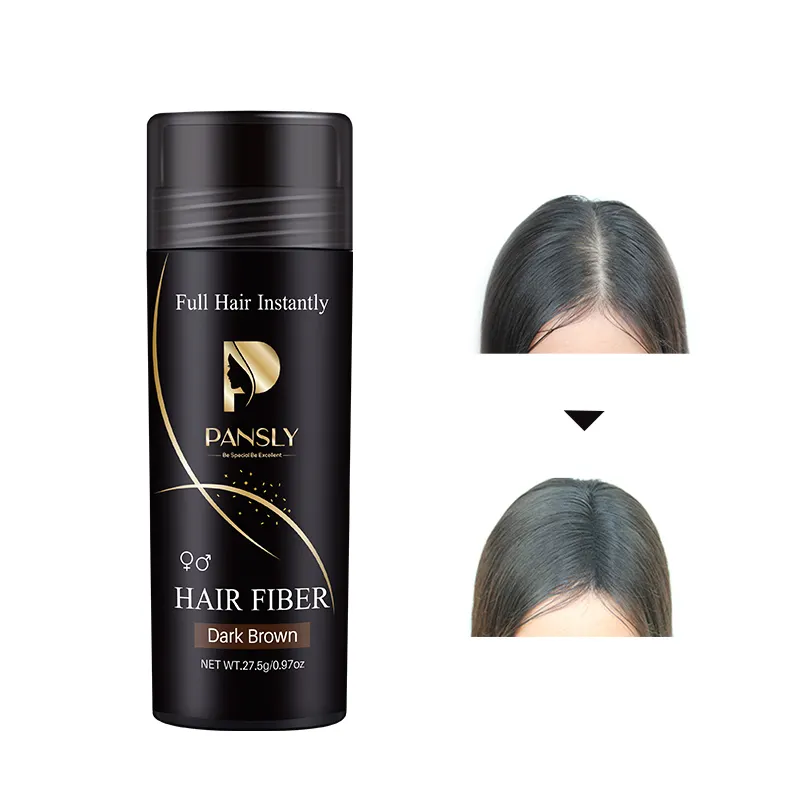 Pansly gerçek elyaf özel insan karışık dokuma Logo sentetik toz püskürtücü Keratin siyah saç Fiber