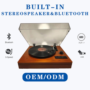 Retro Wooden Built-in Speaker Turntable Record Player, Vinyl Record Player Supports Bluetooth Playback and Automatic Stop - Product Image 3