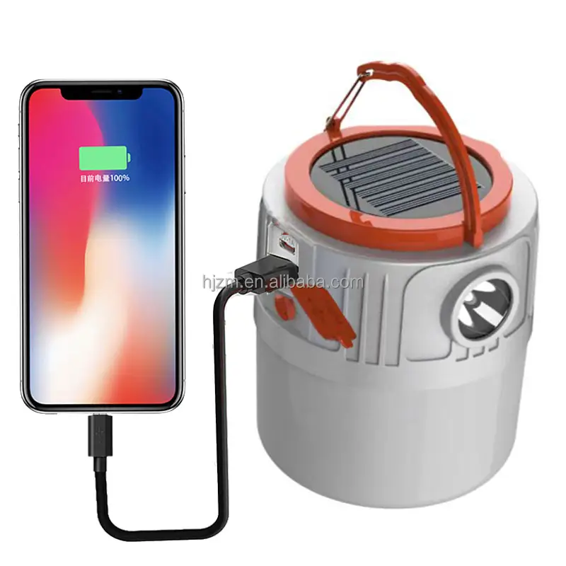 Lanterne Portable à lumière Led, solaire, Rechargeable, lampe torche, éclairage d'urgence, avec chargeur de téléphone Portable, 5 Modes d'éclairage, idéal pour le Camping