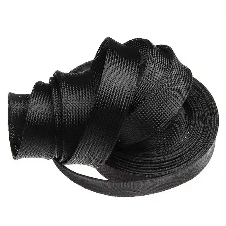 Aislamiento resistente al calor trenzado PET nylon cable protección manguito PET trenzado manga
