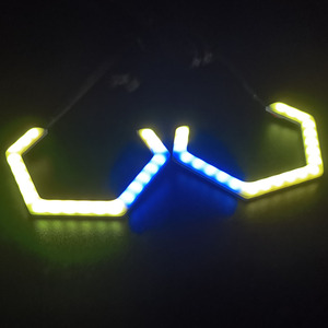 RGB kovalayan dönüş sinyal ışığı LED far melek göz altıgen Halo yüzükler 9-30V DRL araba motosiklet projektör Lens için - Product Image 3