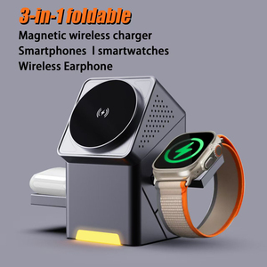 Newest Pop up <strong>Design</strong> Multi <strong>Device</strong> Fast Charging Dock Station 15W 3 in 1 Touch Auto Rotation Cube Magnetic Wireless Charger Stand - Product Image 2
