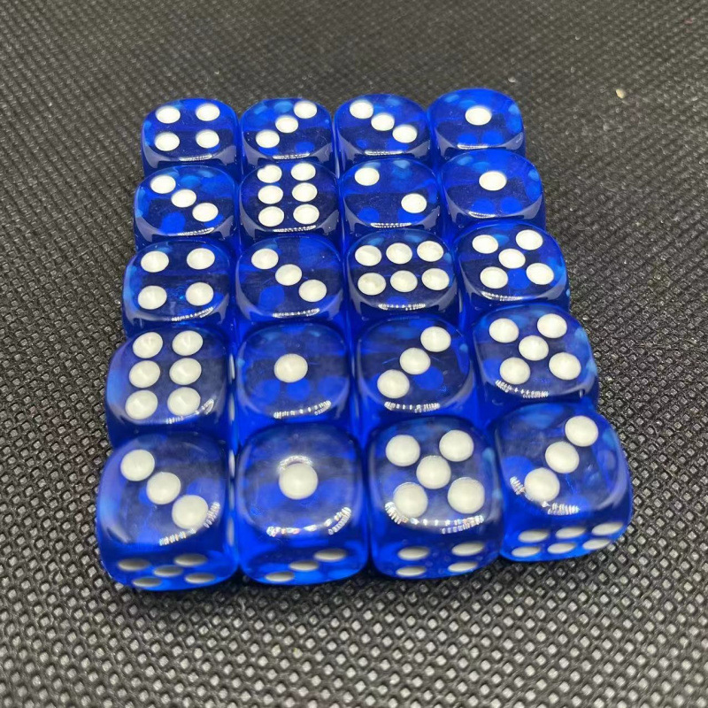 20 unidades de 12mm, redondas, transparentes y de color azul.