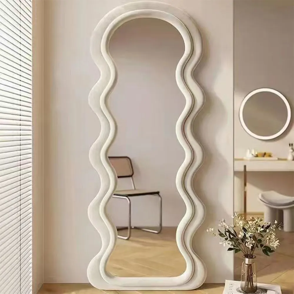 Espejo personalizado ondulado de cuerpo entero para Familia, espejo vintage de pared o suelo, espejo nórdico para tienda de ropa, espejo Spiegel Miroir