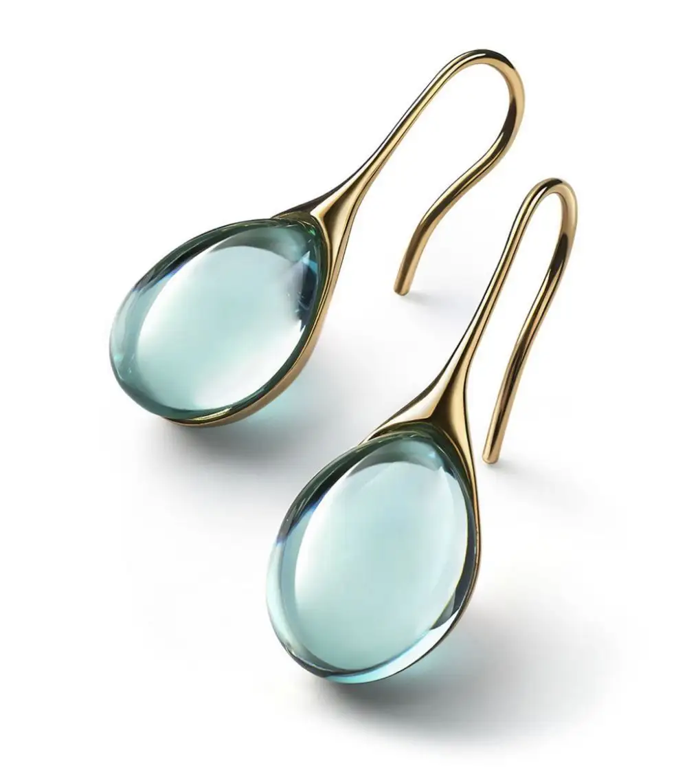 Boucles d'oreilles en pierre de lune opale incrustée de neuf couleurs goutte d'eau boucles d'oreilles en pierres précieuses bleu Aqua pour femmes