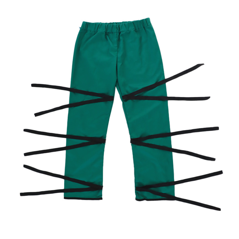 Pantalon de contention à bretelles vertes en forme de S