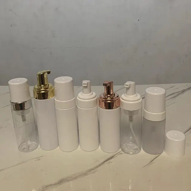 Hengjian 100ml 150ml 200ml 250ml White Transparent Matte Cosmetic Plastic Foam Pump Facial Cleanser Bottles With Foaming Pump