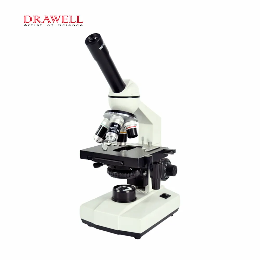 Microscope monoculaire pour étudiants, 4x, 10x, 40X(S),100X(S, huile)
