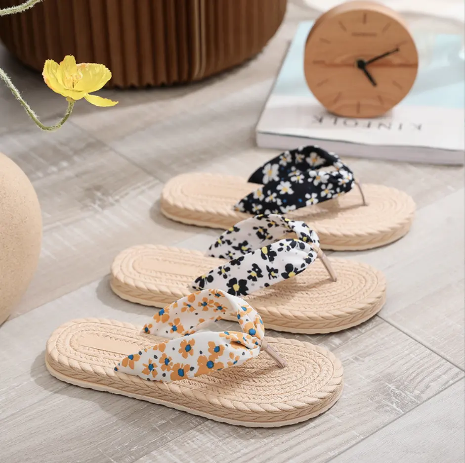 2023 nuovo Taoxi Summer Print Design Beach Travel Fashion Slipper sandalo e vari stili Outdoor Linen Women Flip Flop