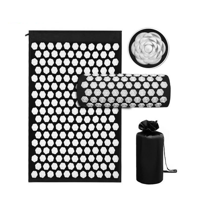Coussin d'appui-tête en tissu noir rose épineux - Ensemble trois pièces