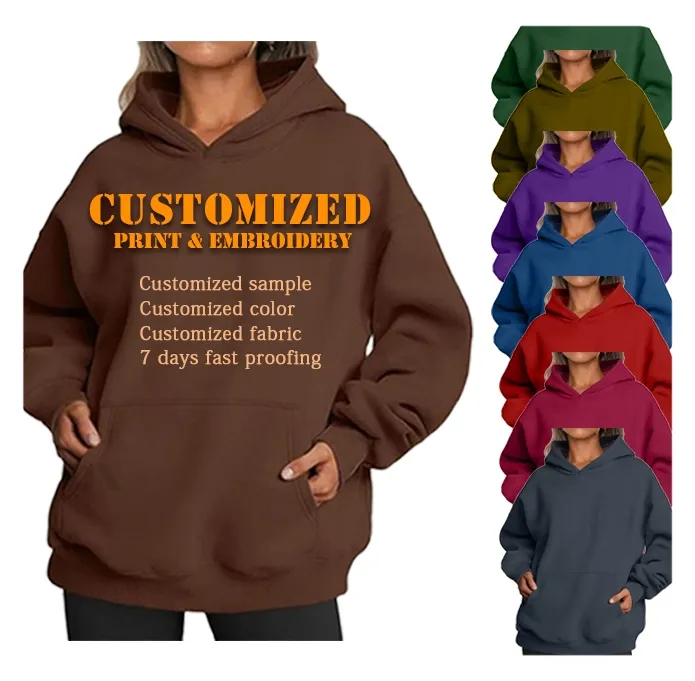 Hualingniao personalizado bordado e estampado Logo sudaderas peso pesado Unisex vestido recortado sudaderas con capucha conjunto para mujeres Streetwear