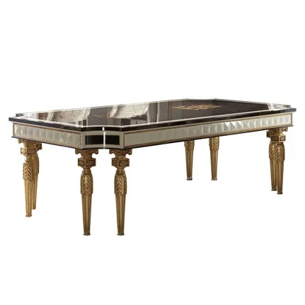 Table à manger classique de luxe de qualité supérieure, en bois sculpté à la main, pour salle à manger, 100%