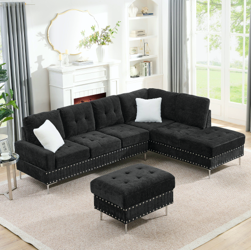 Noir + Chenille + 4 places + Mousse