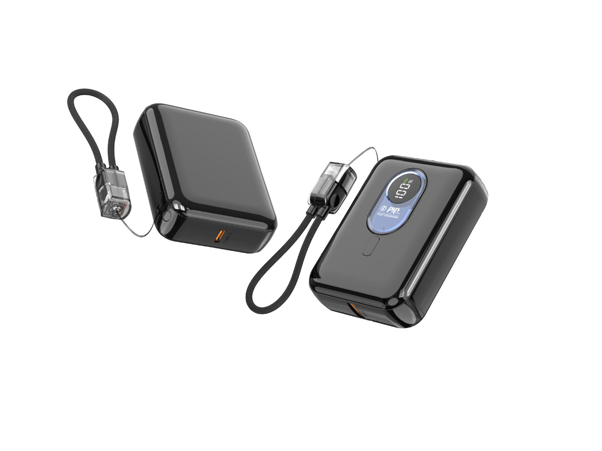 Black-pd 225w fast charging with built-in cable