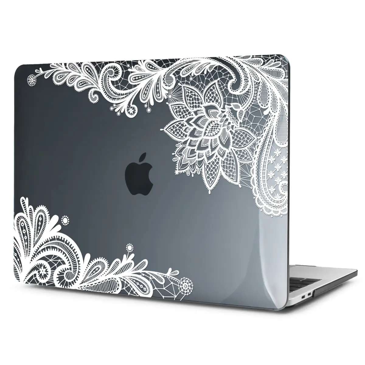 Laptop de renda branca impermeável, caixa de laptop de renda branca com design fosco para macbook pro13