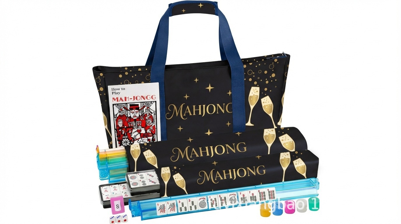 Champagne gold foil, three-piece mahjong, black