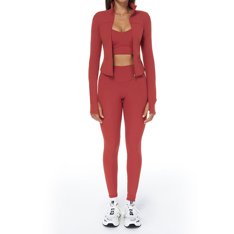 Soutien-gorge rouge + legging + veste