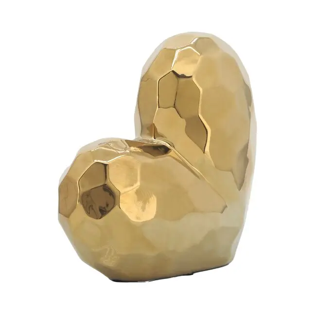 Designer Art Gold Accent Decor Accessory Ceramic Love Heart Sculpture Modern Home Decoration