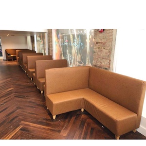 Dallas Black Pu bingkai kayu kulit buatan Sofa Stan Restoran dan meja batu (FOH-P19) - Product Image 2