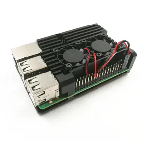 <strong>Raspberry</strong> <strong>Pi</strong> 4/3 Aluminum <strong>Case</strong> with Dual Cooling Fan Metal Shell Black Enclosure for RPI <strong>Raspberry</strong> <strong>Pi</strong> 4B/3B/3B+ <strong>Customize</strong> China - Product Image 4