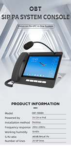 Sistema de intercomunicación de dirección público, miniservidor de voz, IP, PBX, OBT-9808H - Product Image 4