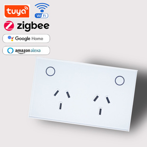 <strong>AU</strong> Smart 3-Pole Plug Socket 2 Touch Switches WIFI APP <strong>Remote</strong> Control Wall Switches Google Voice Timing Function Battery - Product Image 1