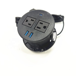 All in <strong>One</strong> 80MM US Power Round Desk Table Socket with <strong>2</strong> USBA+<strong>USB</strong>-C /Desktop Power Grommet Desk Recessed Power Charging Socket - Product Image 6