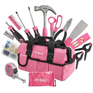 DD3296 Home Repairing Tool <strong>Kit</strong> With Wide Mouth Open Storage Tool Bag Hand DIY 130-Piece Pink Tool Set for Women - Product Image 2