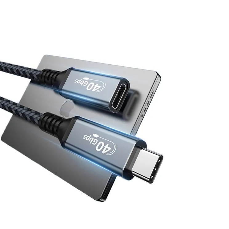 USB C 4.0 maschio a femmina cavo di prolunga in lega di alluminio Shell ricarica rapida File di trasferimento in rame in materiale stagnato telefoni cellulari