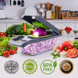 Toptan çok amaçlı 13-in-<span class=keywords><strong>1</strong></span> gıda helikopterleri soğan dilimleyici kesici sebze kesicisi 8 bıçaklı