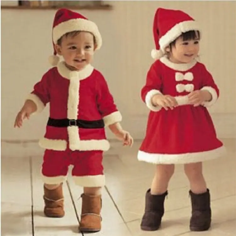 Костюм Санта-Клауса для девочек, Рождественский комплект, косплей для мальчиков и девочек на новый год, одежда для маленьких девочек, наряд, платья для младенцев для вечеринки, оптовая продажа