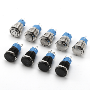 16mm Start Power Metal <strong>Push</strong> <strong>Button</strong> <strong>Led</strong> 3 5 Pin 1NO Flat Round Head Stainless Steel Momentary <strong>Push</strong> <strong>Button</strong> <strong>Switch</strong> <strong>With</strong> Light - Product Image 1