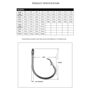 Top Right 39950 Vòng Tròn Móc Sắc Nét Bền Mạnh Mẽ Cá Ngừ Lớn Duy Nhất Trò Chơi Thép Không Gỉ Biển Câu Cá Móc Với Barb - Product Image 5