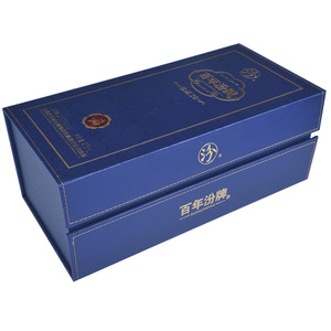 自定义尺寸高质量纸包装玫瑰金蓝色酒瓶大礼盒